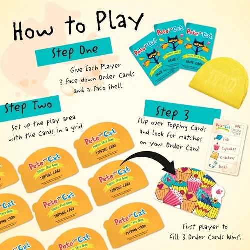 Miniatura 7 de Briarpatch, Pete The Cat - Juego de tacos fabuloso, basado en libros de lectura temprana de James Dean, aprendizaje preescolar para niños