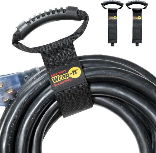 Correas Wrap-It Storage de fácil transporte – 22 pulgadas (paquete de 2) – Correa de transporte de gancho y bucle de alta resistencia, colgador y
