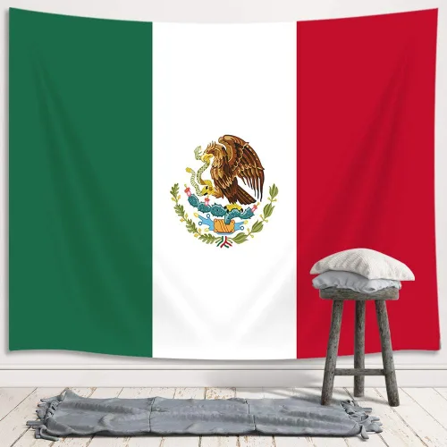 Miniatura 2 de DYNH Tapiz de bandera mexicana, tapiz de bandera de méxico, tapiz para colgar en la pared para dormitorio, tapiz de México, manta para póster