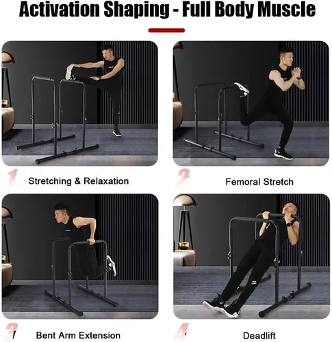 Miniatura 6 de Barra de inmersión, estación de soporte de inmersión ajustable con conector de seguridad para entrenamiento de fuerza de cuerpo completo. Altura