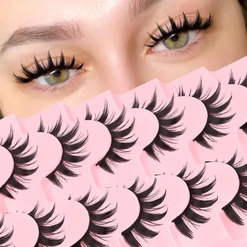 Veleasha Pestañas de manga de hadas, pestañas postizas de araña puntiagudas, de anime, pestañas postizas asiáticas para cosplay, 0.315-0.630 in,