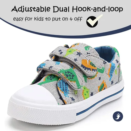 Miniatura 2 de K KomForme - Tenis de lona para niños y niñas de dibujos animados con doble velcro