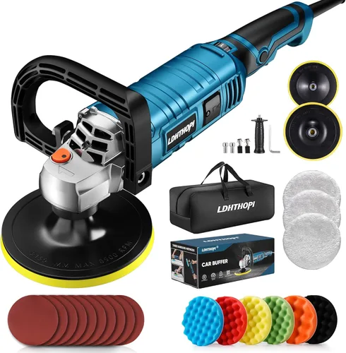 Miniatura 8 de LDHTHOPI Pulidora de doble acción, 980W 5/6 Pulgadas, 9MM, pulidora orbital aleatoria de 980W para detalles de automóviles, 2800-5800RPM, pulidora