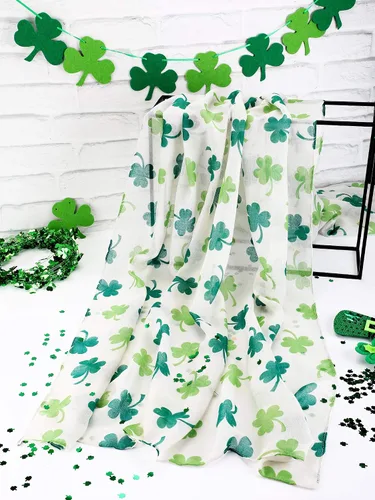 Miniatura 7 de Skylety St. Patrick's Day - Bufanda larga con estampado de Shamrock Shawl irlandés