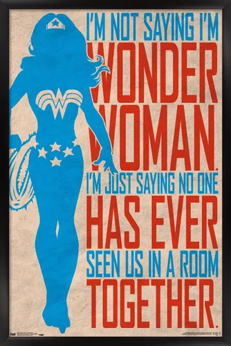 Trends International DC Comics - Póster de pared de identidad secreta, Mujer Maravilla, 22.375 x 34 pulgadas, versión enmarcada en negro Versión con
