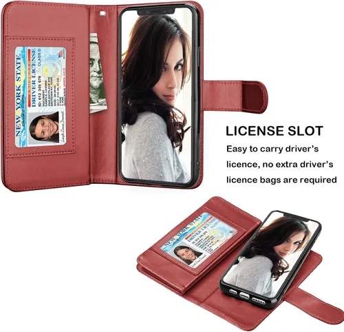 Miniatura 3 de Njjex Funda tipo cartera para iPhone 11 PRO Max 2019, para iPhone 11 PRO Max (6.5 pulgadas), [9 ranuras para tarjetas] Funda de piel sintética