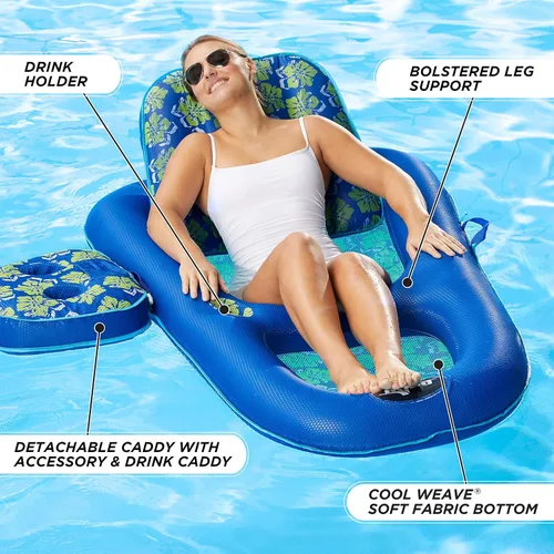 Miniatura 7 de Aqua Campania Ultimate 2-in-1 Pool Float Lounge – Extra Large – Inflatable Pool Floats for Adults with Adjustable Backrest & Cupholder Caddy