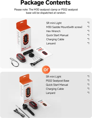 Miniatura 9 de iGPSPORT SR Mini Luz de Radar para Bicicleta, Distancia de Monitoreo 160M, Vida de Batería 20H, Luz Trasera de Freno Intermitente Impermeable