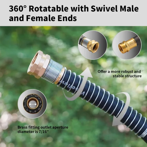 Miniatura 4 de Wiseflow Leader Hose Manguera de agua resistente de 3 x 5/8 pulgadas con accesorios de latón macho a hembra, extensor de manguera corta para carrete