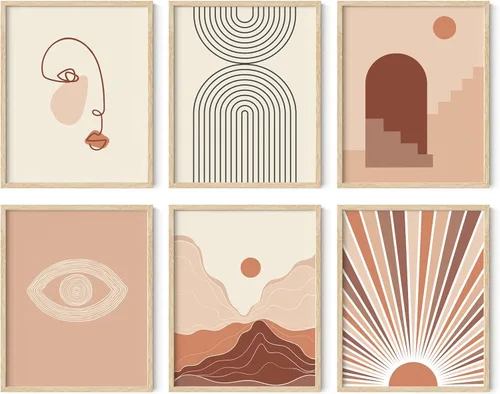 Miniatura 68 de HAUS AND HUES Arte abstracto negro para pared, juego de 6 impresiones artísticas modernas de líneas negras y grises, arte abstracto geométrico Juego