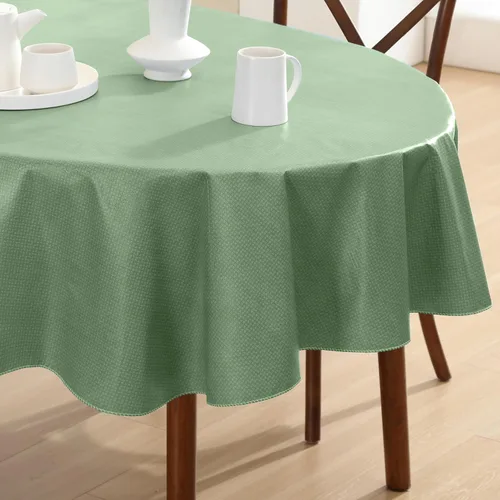 Miniatura 11 de Newbridge Basketweave - Mantel con parte trasera de franela de vinilo de color sólido, aspecto texturizado de tejido de cesta, mantel impermeable