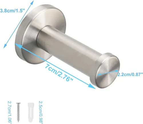 Miniatura 6 de Ganchos para toallas de baño, paquete de 6 ganchos redondos para abrigos, gancho resistente para bata montado en la pared, colgador de ropa Cepillado