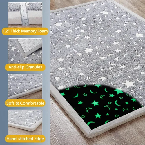 Miniatura 6 de MAXYOYO Alfombra de juego para bebé, 0.8 pulgadas de grosor, espuma viscoelástica suave acolchada con respaldo antideslizante, alfombra de tatami