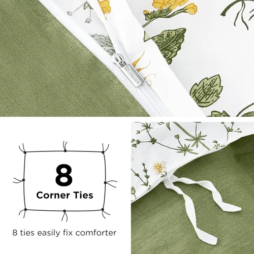 Miniatura 5 de Bedsure - Juego de funda de edredón para cama individual - Juego de funda de edredón reversible de flores de algodón 100 % con cierre de cremallera