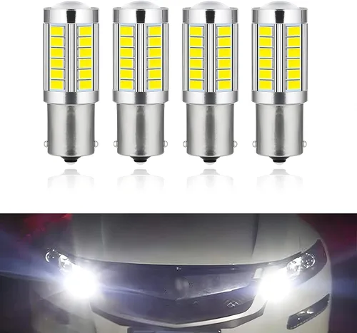 4 luces LED 1156 de señal de freno de giro trasero para automóvil, bombillas 33SMD súper brillantes, para interior de 12 V, caravana, remolque,