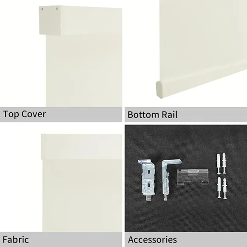 Miniatura 7 de Calyx INTERIORS Persiana enrollable opaca con cenefa, persiana aislante térmica, inalámbrica, 22 pulgadas de ancho x 60 pulgadas de alto, color crema