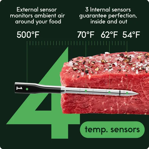 Miniatura 3 de CHEF iQ Sense Termómetro de Carne Inteligente Inalámbrico con Sonda Ultradelgada, Termómetro de Carne Bluetooth de Rango Ilimitado, Termómetro