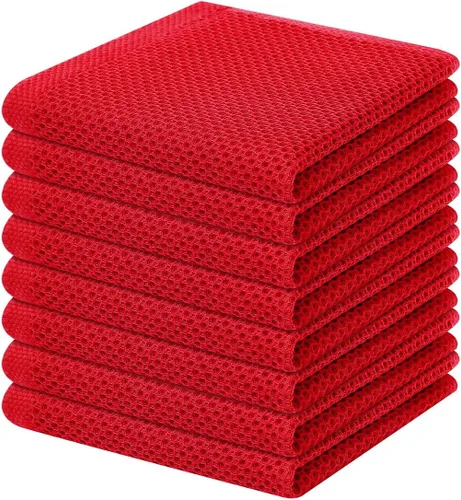 Miniatura 203 de Homaxy Paños de cocina de 100% algodón con tejido de gofre, ultra suaves, absorbentes, de secado rápido, 12 x 12 pulgadas, paquete de 6, amarillo