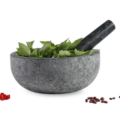 Miniatura 15 de Koville Juego de mortero y mortero de granito, 6.3 pulgadas - 2 tazas de molinillo de piedra sin pulir para guacamole, salsa, trituradora