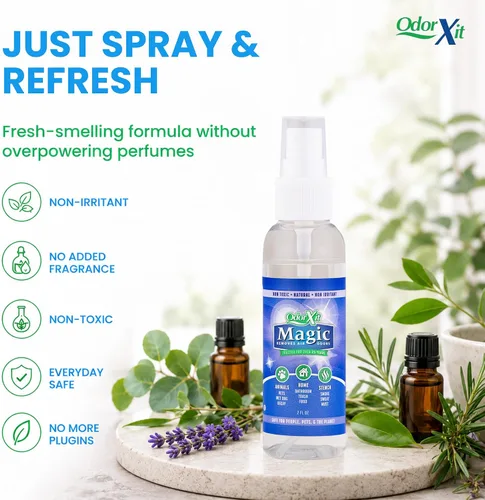 Miniatura 7 de OdorXit Magic Air Spray neutralizador de olores, potente neutralizador de olores de orina de perro y gato, refrescante de aire seguro para el hogar