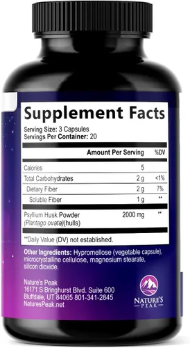 Miniatura 9 de Polvo de cáscara de psyllium de 2000 mg por porción, suplemento de fibra soluble para salud digestiva diaria y apoyo a la regularidad, cápsulas