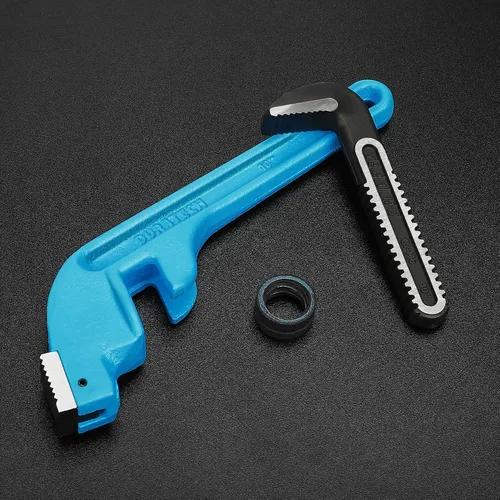 Miniatura 7 de DURATECH Llave de tubo de 10 pulgadas con compensación, llave de tubo de extremo de servicio pesado, mango de hierro fundido, llave de fontanería