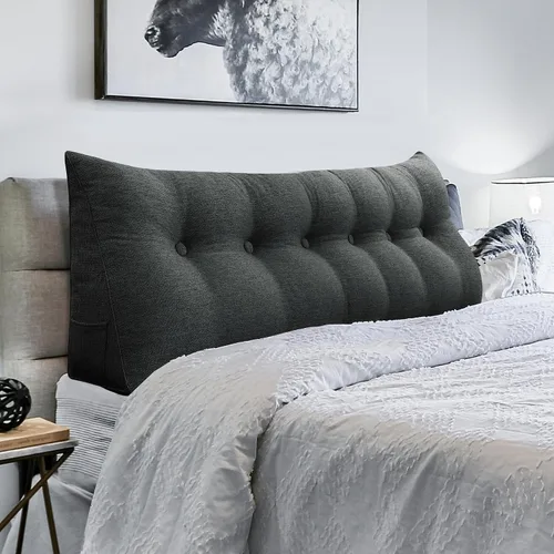 Miniatura 16 de Almohada de Cabecero de Cuña Tamaño Queen Grande Almohada de Bolster para Cama Triángulo Almohada de Lectura Almohada de Apoyo de Espalda