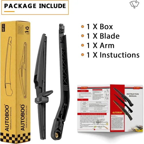 Miniatura 6 de AUTOBOO Reemplazo para Toyota 4Runner 2003-2009 Juego de Brazo y Escobilla de Limpiaparabrisas Trasero - Calidad OEM, Larga vida OE:8524135031