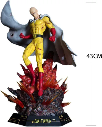 QAHEART Figuras de Saitama con luz, figura de anime de Saitama, estatuas grandes, figura de acción finamente elaborada, adornos, 16.93 pulgadas