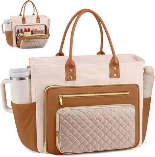 Miniatura 17 de LOVEVOOK Bolsa Tote para Maestras para Mujeres Trabajo, Bolsa para Laptop Bolsa Tote de Trabajo Bolsas de Enfermera Con Portavasos Grande, Maletín