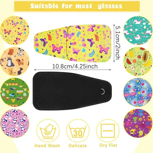 Miniatura 2 de Treela 8 parches de ojos para niños, parche para gafas para cubrir cualquier ojo, parche de tela de dibujos animados para niños y niñas