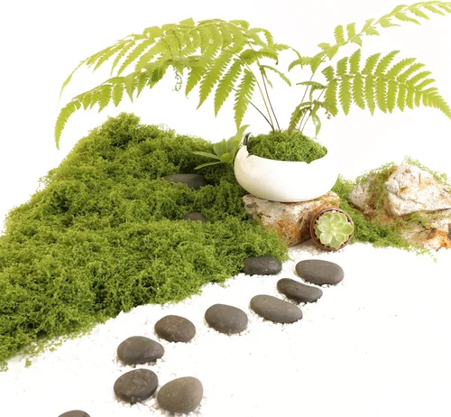 Miniatura 2 de Caiyjhao El musgo artificial se utiliza para plantas en macetas, manualidades de césped falso para decorar jardines de bosques verdes y rellenos