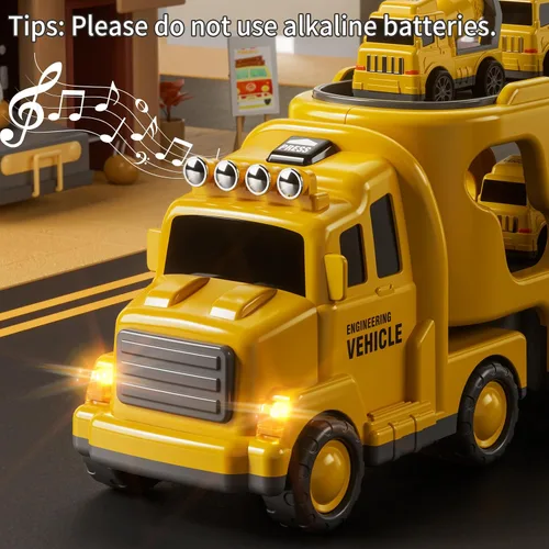 Miniatura 4 de JUKUDAHU Camiones para niños pequeños de 2 a 4 años 1-3 4-8 4-7 para niños y niñas, camiones de juguete de construcción de 5 en 1 para niños