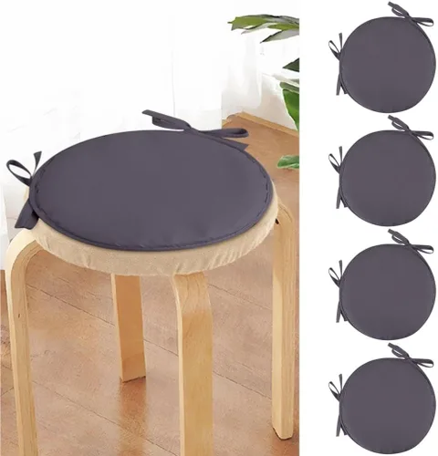 Miniatura 6 de Womenyiaor Juego de 2 cojines redondos para sillas de bistró para interiores y exteriores, cojines para sillas de bistró con lazos, cojines redondos