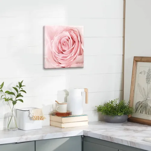 Miniatura 3 de Lienzo de primer plano con rosas rosadas, arte de pared rosa rubor, decoración de baño, luz estética, decoración de dormitorio, obras de arte