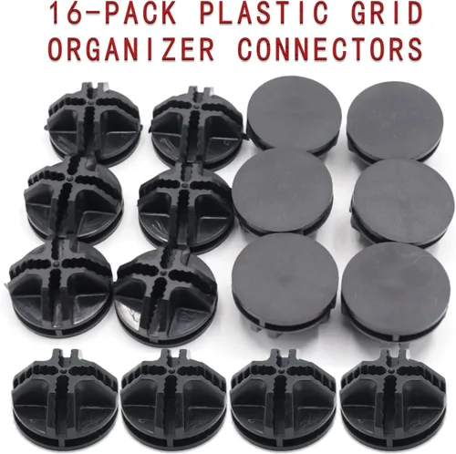 Miniatura 2 de Paquete de 16 conectores organizadores de rejilla de plástico para almacenamiento modular de armario y estanterías de rejilla metálica, conectores