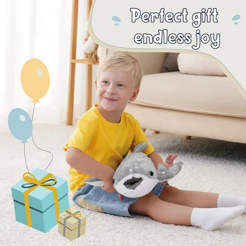 Miniatura 6 de Peluche de Tiburón Ballena Gris – Tiburón Ballena de Peluche Tierno de 19.5 Pulgadas, Peluche Almohada de Tiburón para Niños y Adultos, Regalo