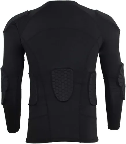 Miniatura 2 de Mens Long Sleeve Compression Padded Protective Shirt Rib Shoulder Elbow Back Chest Protector