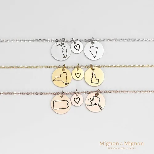 Miniatura 3 de Best Friend Necklace Long Distance Friendship Custom Two State Jewelry, Gifts for Women, Mother Daughter Relationship, Unique Personalized Necklace