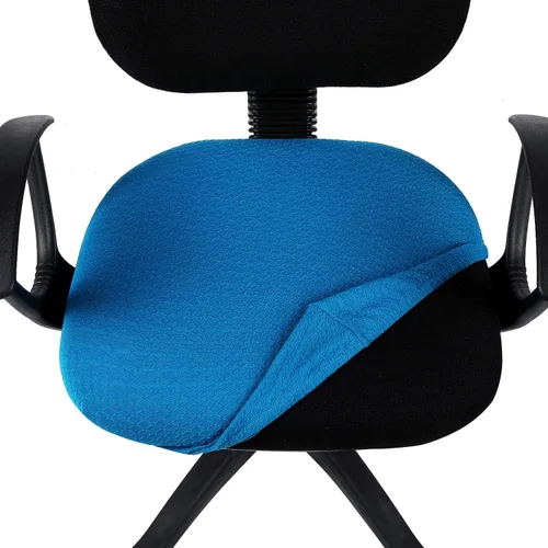 Miniatura 4 de Smiry - Fundas de asiento elásticas para silla de oficina con diseño jacquard, desmontables, lavables, antipolvo, protectores de cojín para Azul