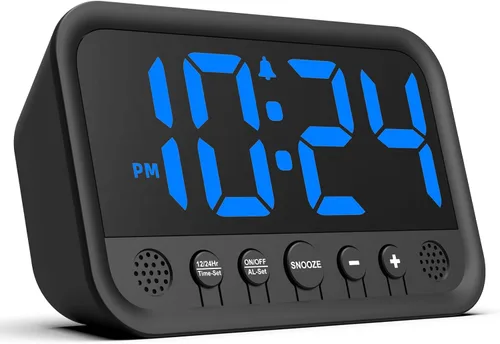 Pequeño reloj digital LED para dormitorio, reloj despertador fuerte para adultos y adolescentes que duermen mucho | Reloj de escritorio eléctrico