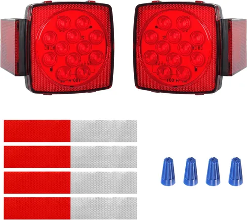 Gonice Juego de 2 luces LED cuadradas para remolque, freno de freno, cola de matrícula, lámpara de luz LED para 12 V, cámper, camión, caravana,