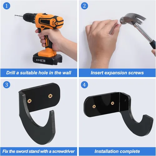Miniatura 6 de uxcell Soporte de pared acrílico para bate de béisbol, 5 juegos de colgador horizontal para bate de béisbol, exhibición de bate de béisbol negro