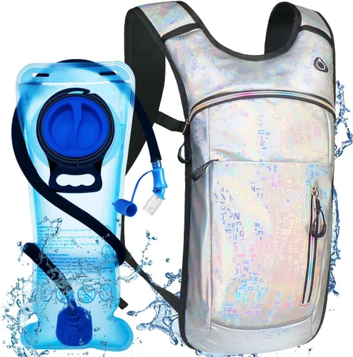 Miniatura 13 de Mochila de hidratación con vejiga de agua de 2 L, mochila de agua para raves, paquete de hidratación de aislamiento ligero para hombres y mujeres