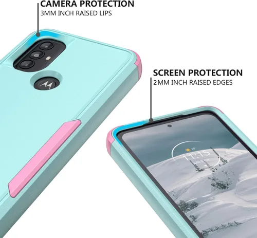 Miniatura 5 de TJS Funda para Motorola Moto G Pure 2021/Moto G Power 2022, con protector de pantalla de vidrio templado, resistente, resistente, a prueba de Azul