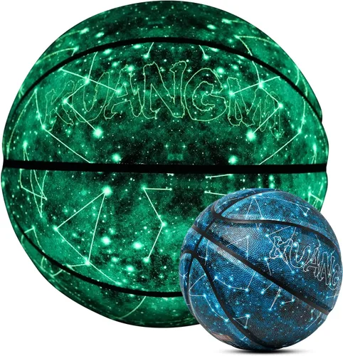 Miniatura 9 de Kuangmi Balón de baloncesto que brilla en la oscuridad, bola de cuero compuesto luminosa que brilla intensamente, regalos para hombres, mujeres