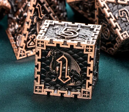 Miniatura 4 de ARUOHHA DND - Juego de dados de metal con caja de regalo, juego de rol, juego de 6 caras de poliedros para juegos de mesa RPG, dados D y D D20 D12