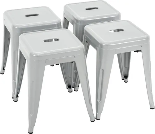 Miniatura 17 de Brage Living Juego de 4 taburetes industriales de metal de 18 pulgadas, taburetes apilables para aula, sillas de comedor de metal sin espalda