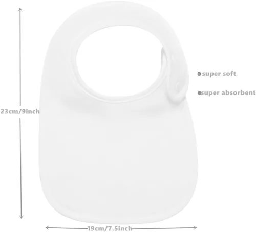 Miniatura 2 de Paquete de 8 baberos unisex ajustables con broches de presión, ultra suaves, absorbentes, babeo, dentición para niños y niñas Blanco