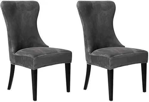Miniatura 36 de XMNTG Juego de 4 fundas elásticas de terciopelo negro para silla con respaldo de ala, súper suave, reutilizables, lavables, protectores de silla